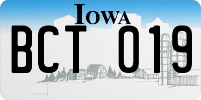 IA license plate BCT019