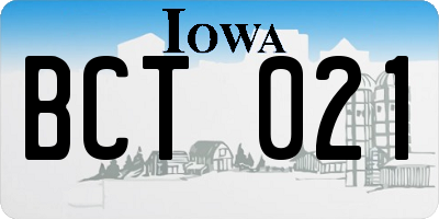 IA license plate BCT021
