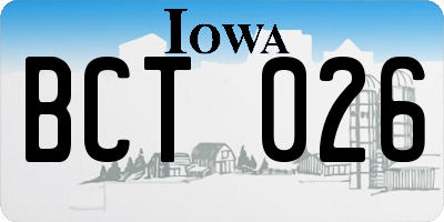 IA license plate BCT026
