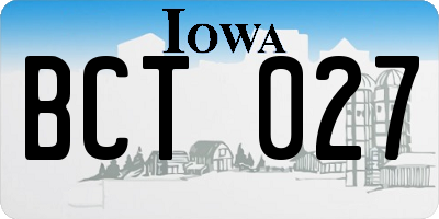 IA license plate BCT027