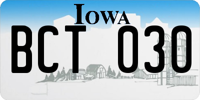 IA license plate BCT030