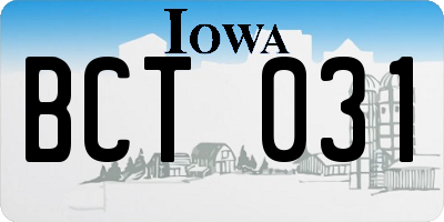 IA license plate BCT031