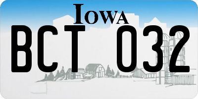 IA license plate BCT032