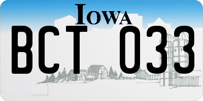 IA license plate BCT033