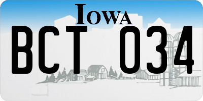 IA license plate BCT034