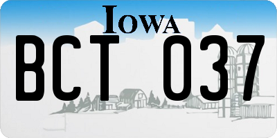 IA license plate BCT037