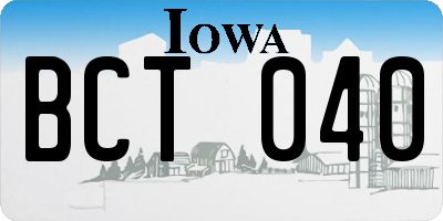 IA license plate BCT040