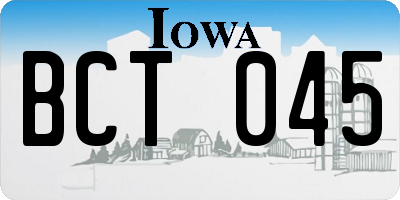 IA license plate BCT045