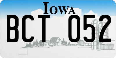 IA license plate BCT052