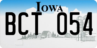 IA license plate BCT054