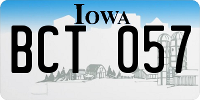 IA license plate BCT057