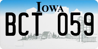 IA license plate BCT059