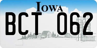 IA license plate BCT062