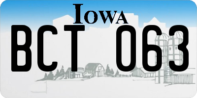 IA license plate BCT063