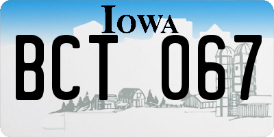 IA license plate BCT067