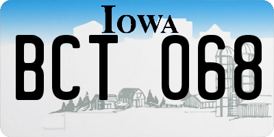 IA license plate BCT068
