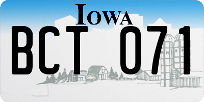 IA license plate BCT071