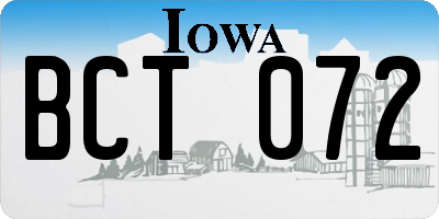 IA license plate BCT072