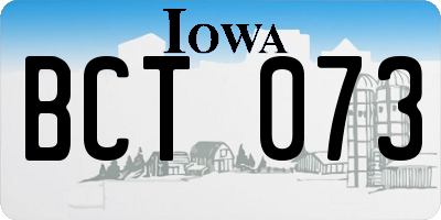 IA license plate BCT073