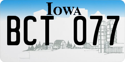 IA license plate BCT077