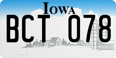IA license plate BCT078