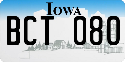 IA license plate BCT080