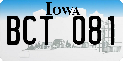 IA license plate BCT081
