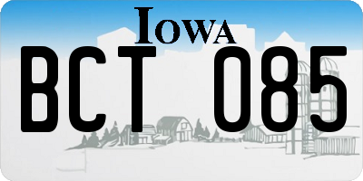 IA license plate BCT085