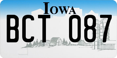 IA license plate BCT087