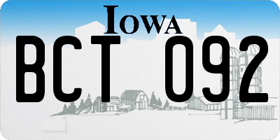 IA license plate BCT092