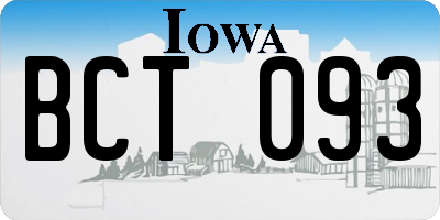 IA license plate BCT093