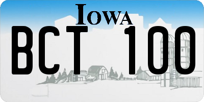 IA license plate BCT100