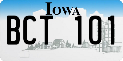 IA license plate BCT101