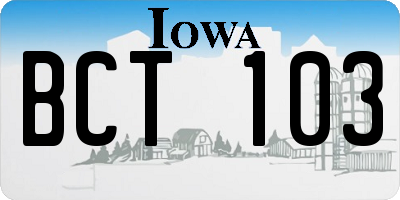 IA license plate BCT103