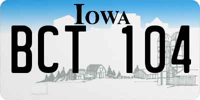 IA license plate BCT104
