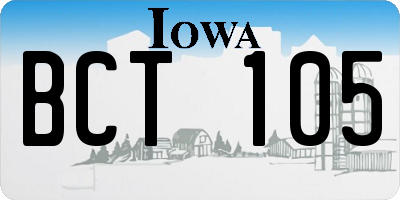 IA license plate BCT105
