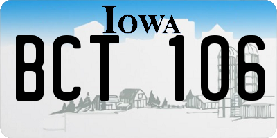 IA license plate BCT106