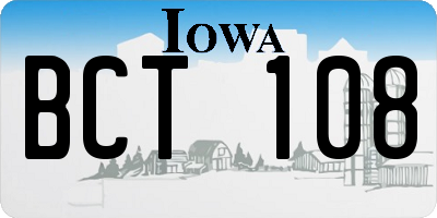 IA license plate BCT108
