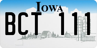 IA license plate BCT111