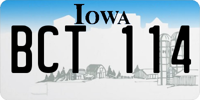 IA license plate BCT114