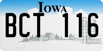 IA license plate BCT116