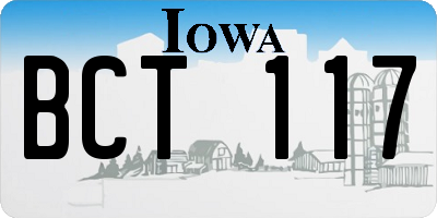 IA license plate BCT117