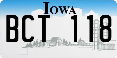 IA license plate BCT118