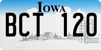 IA license plate BCT120