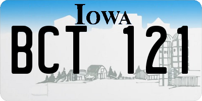 IA license plate BCT121