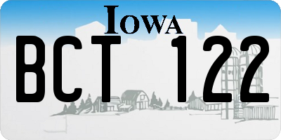 IA license plate BCT122