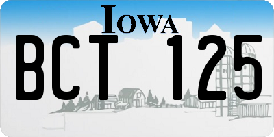 IA license plate BCT125