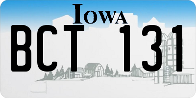 IA license plate BCT131