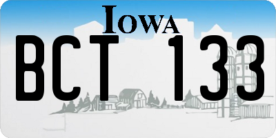 IA license plate BCT133
