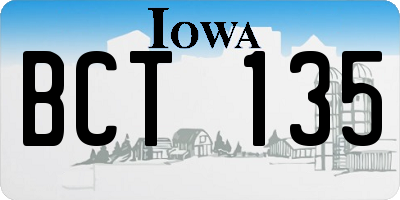 IA license plate BCT135